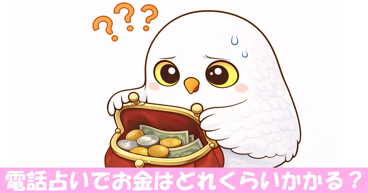 お財布の中身を確認するフクロウ