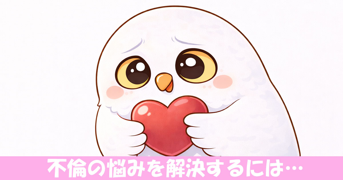 ハートを心配そうに持つフクロウ